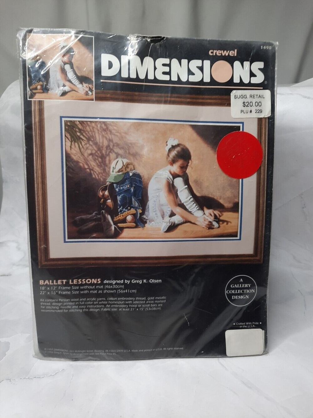 Dimensions Crewel Kit Ballet Lessons 1498 Vintage 1997
